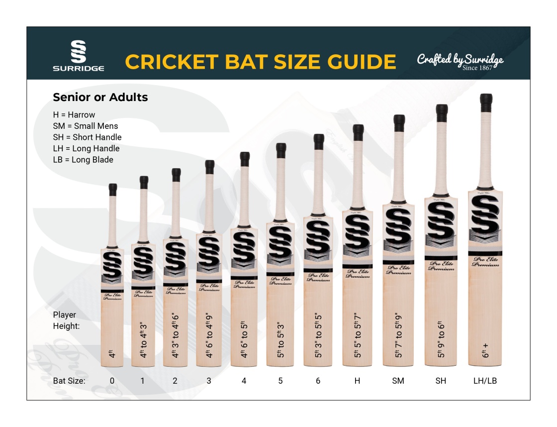 Jumbo Retro Bats  Grade 1+ - Size Guide