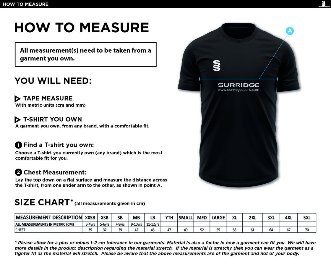 Sports Science - Dual Games Shirt - Size Guide