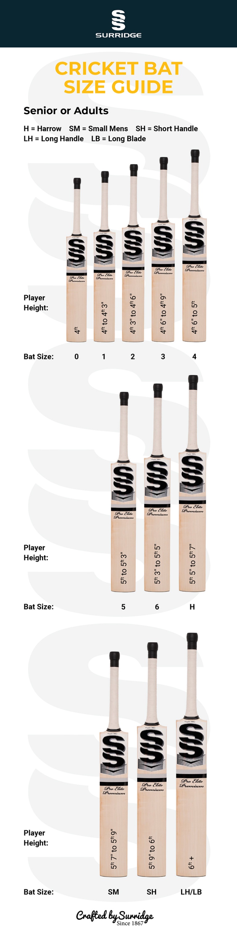 Jumbo Retro Bats  Grade 2 - Size Guide