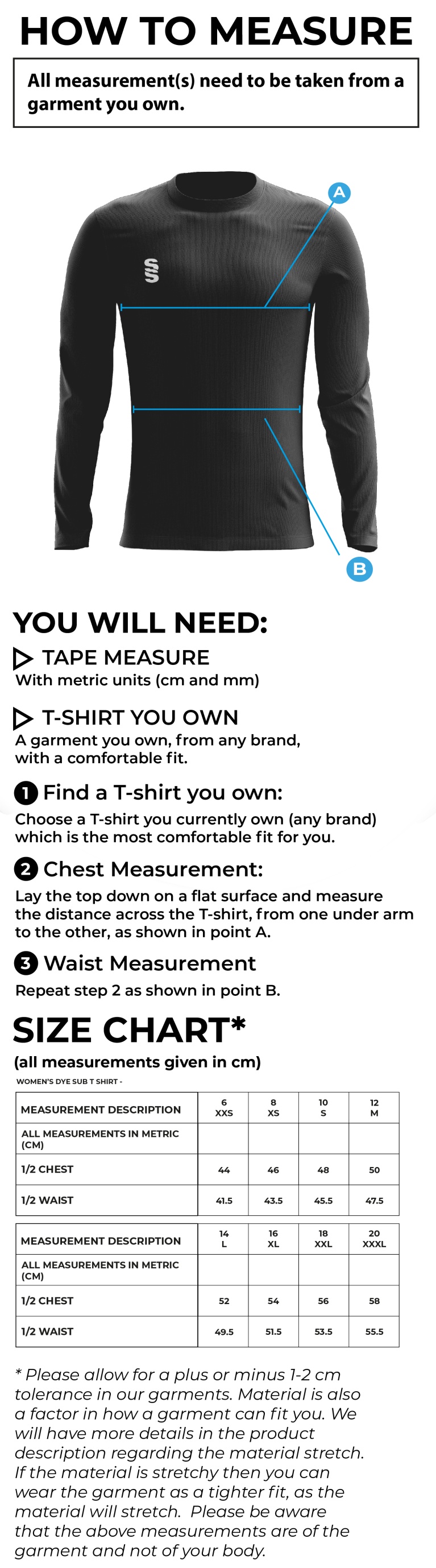 Brunel Futsal GK Away Shirt - Women's Fit - Size Guide