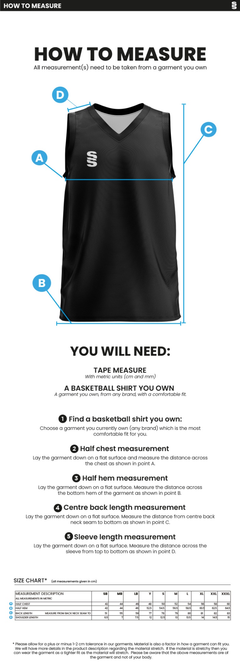 Brunel Basketball - Away Vest - Men's Fit - Size Guide