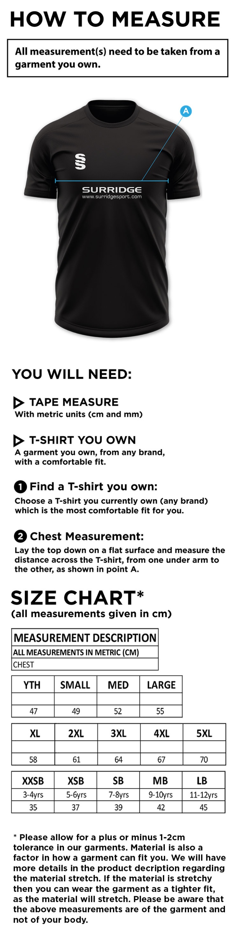 Sports Science - Women's Dual Gym T-shirt - Size Guide
