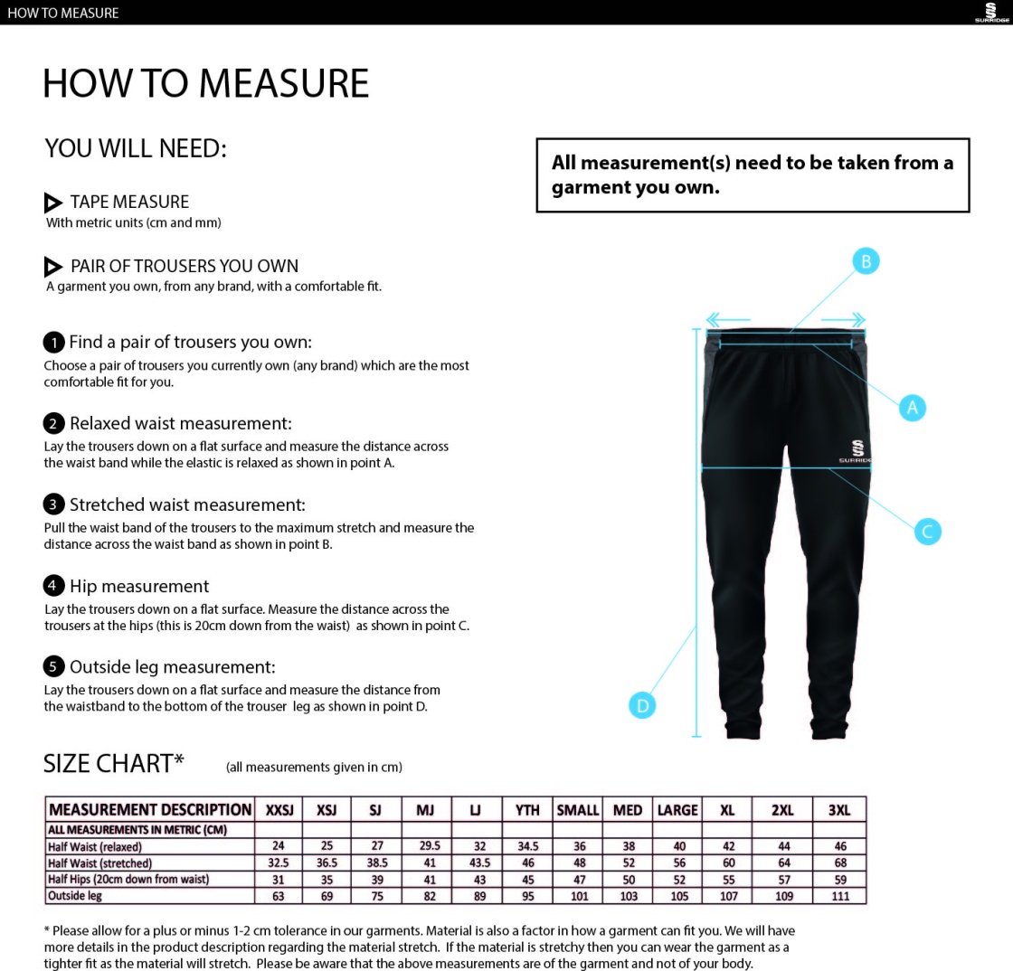 Brunel University - Dual Skinny Pants - Unisex Fit - Size Guide